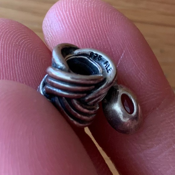 Retired Pandora Tied Together Sterling Silver Dangle Charm With Pink Amethyst - Picture 12 of 12